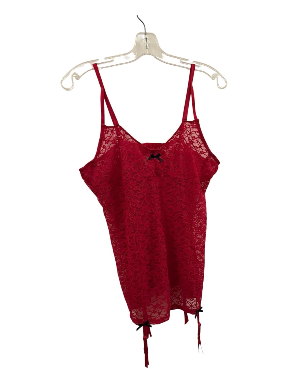 La Vie En Rose Red Lace Chemise with Garter Straps